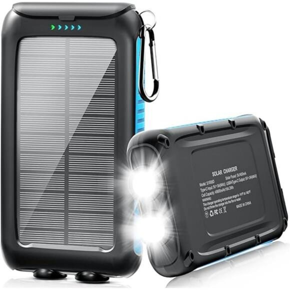 Solar Power Bank 49800mAh Waterproof Fast Charging USB C LED Flashlight - Picture 7 of 7